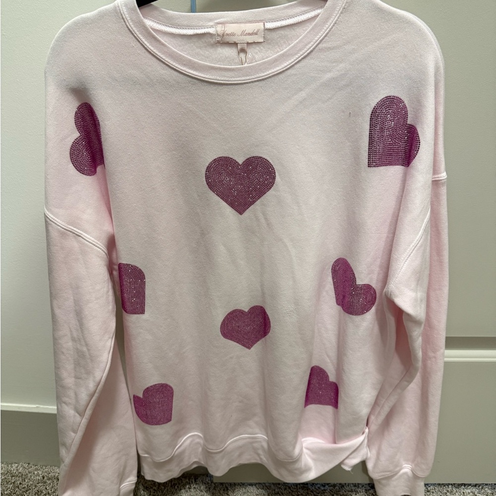 Yvette Mandell Large Pink Hearts Gem's Sweatshirt. 💗⚡️
